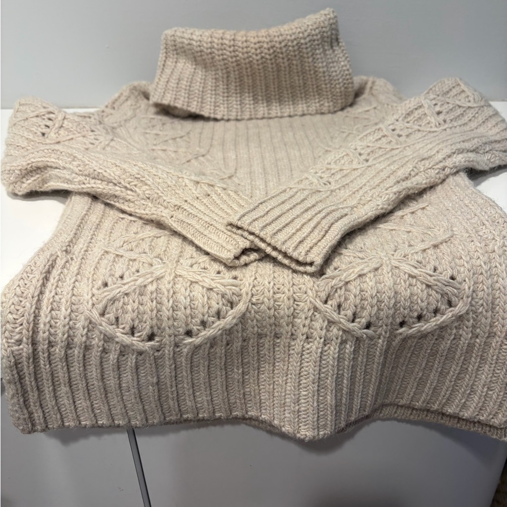 Banana Republic Cream Cable Knit Turtleneck Sweater